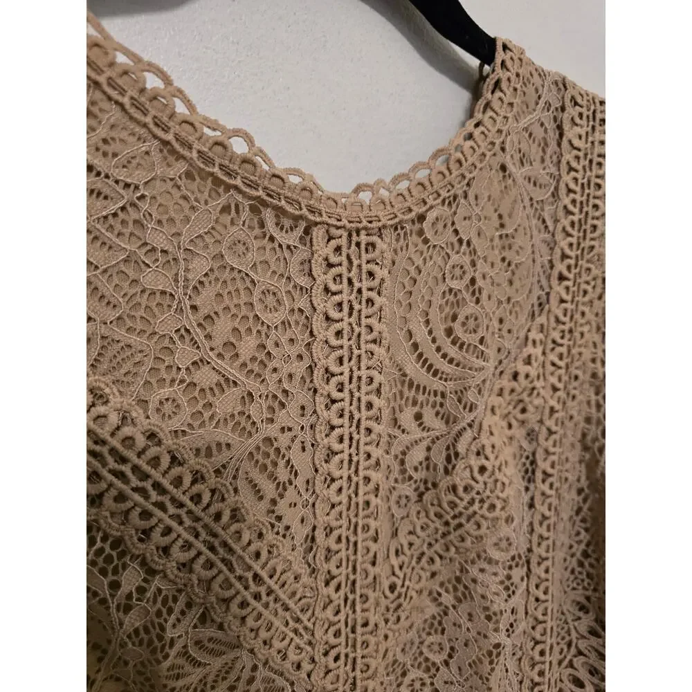 Able and Gauge Brown Lace Dress Tank Top Shirt Women's Size Large - Picture 4 of 6